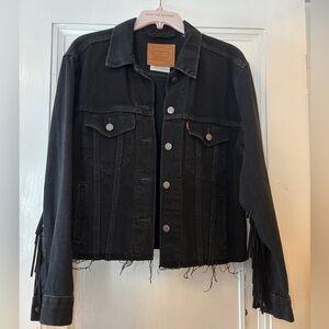 Levi’s Ex Boyfriend Cropped Fringe Jean Jacket